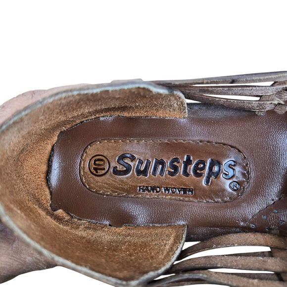 Sunsteps Fisherman Huarache Sandals Men's Sz 10 Brown Hand Woven Weave - Picture 10 of 11